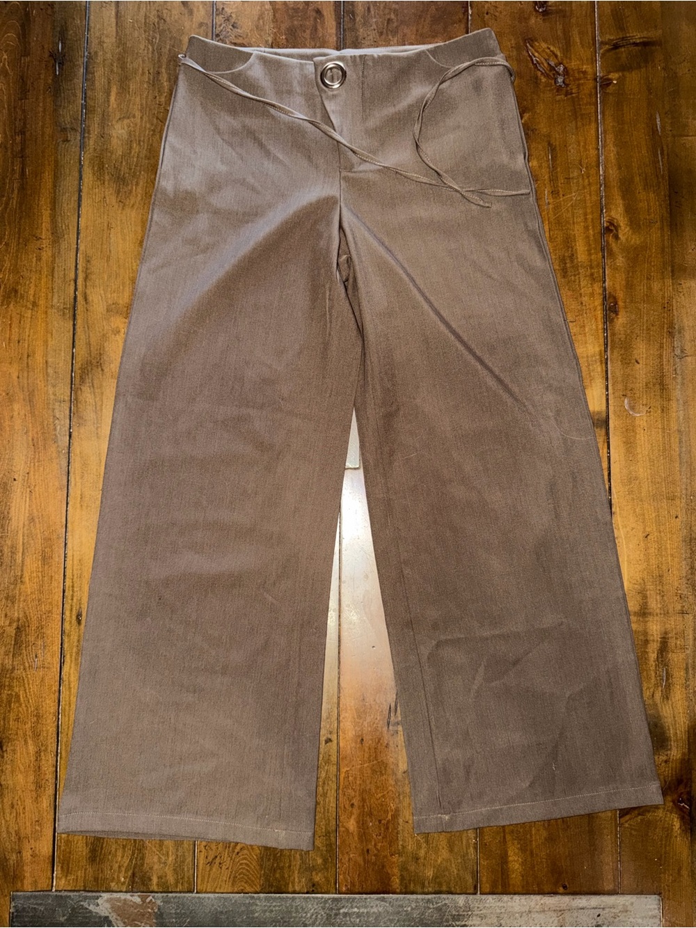 Brown Trouser Pants With Waist Tie